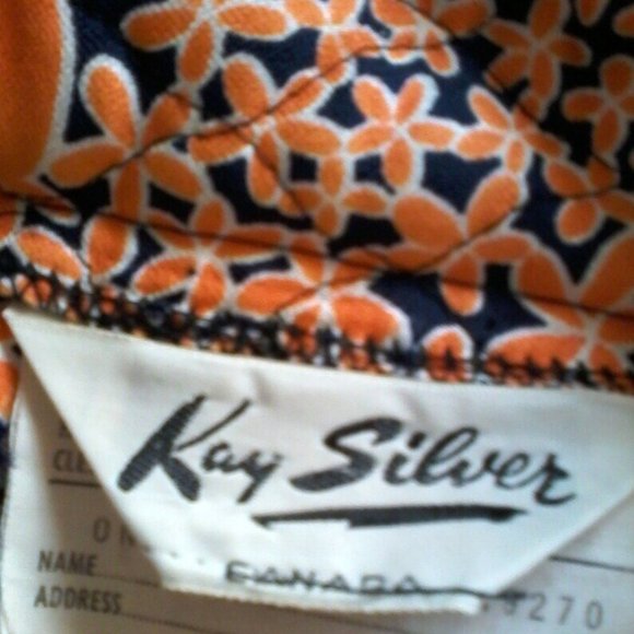 Groovy Vintage Kay Silver Orange Daisy Print Skirt - Picture 5 of 6